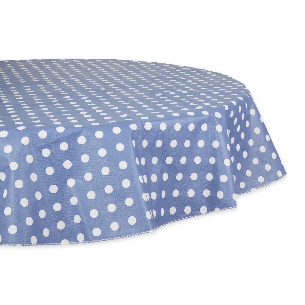 Stonewash Blue Polka Dot Vinyl Tablecloth 70" Round